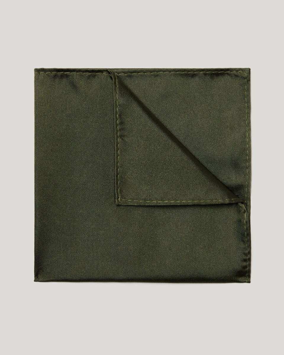 Silk Satin Pocket Square, Khaki, hi-res